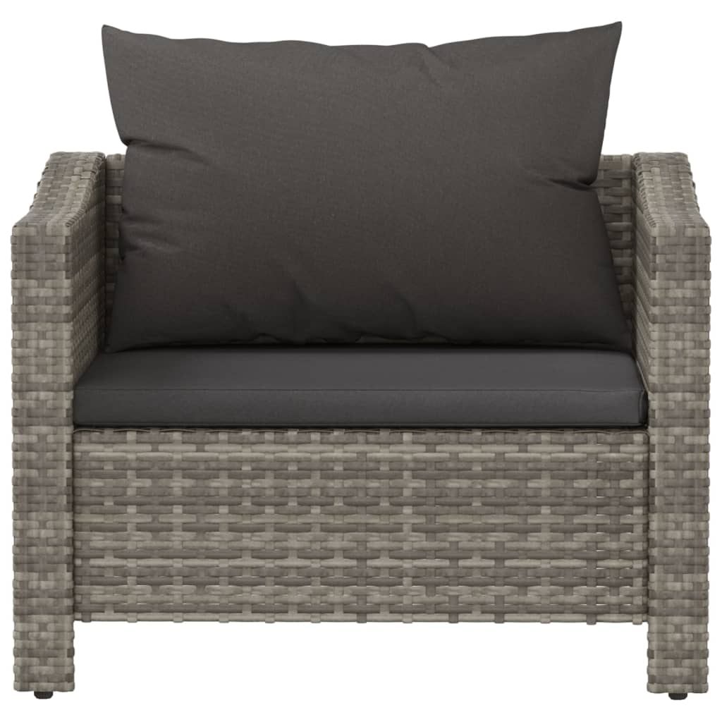 Tuinfauteuil met kussen grijs poly rattan is nu te koop bij PeponiXL, paradijselijk wonen!