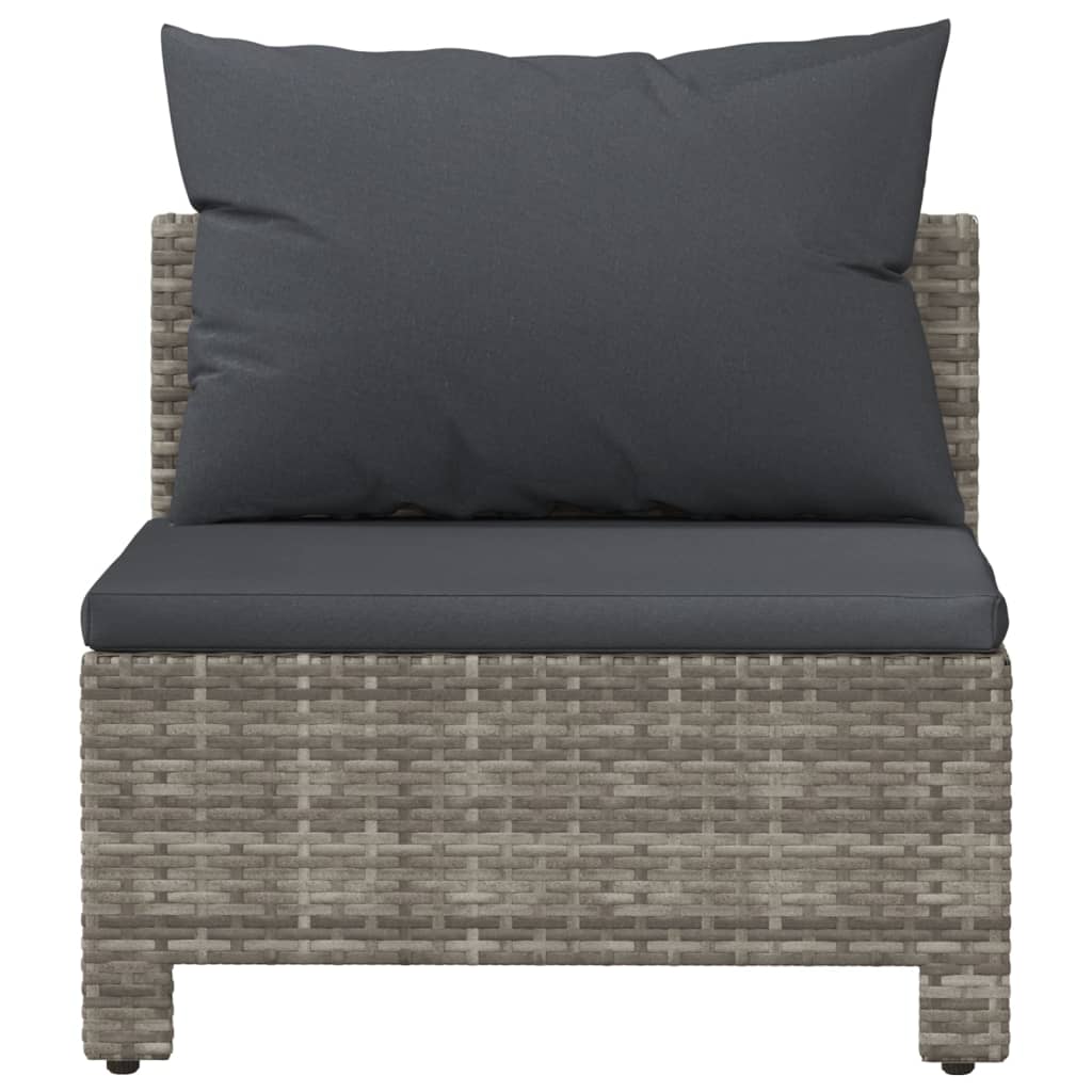 Tuinbank midden met kussen grijs poly rattan is nu te koop bij PeponiXL, paradijselijk wonen!