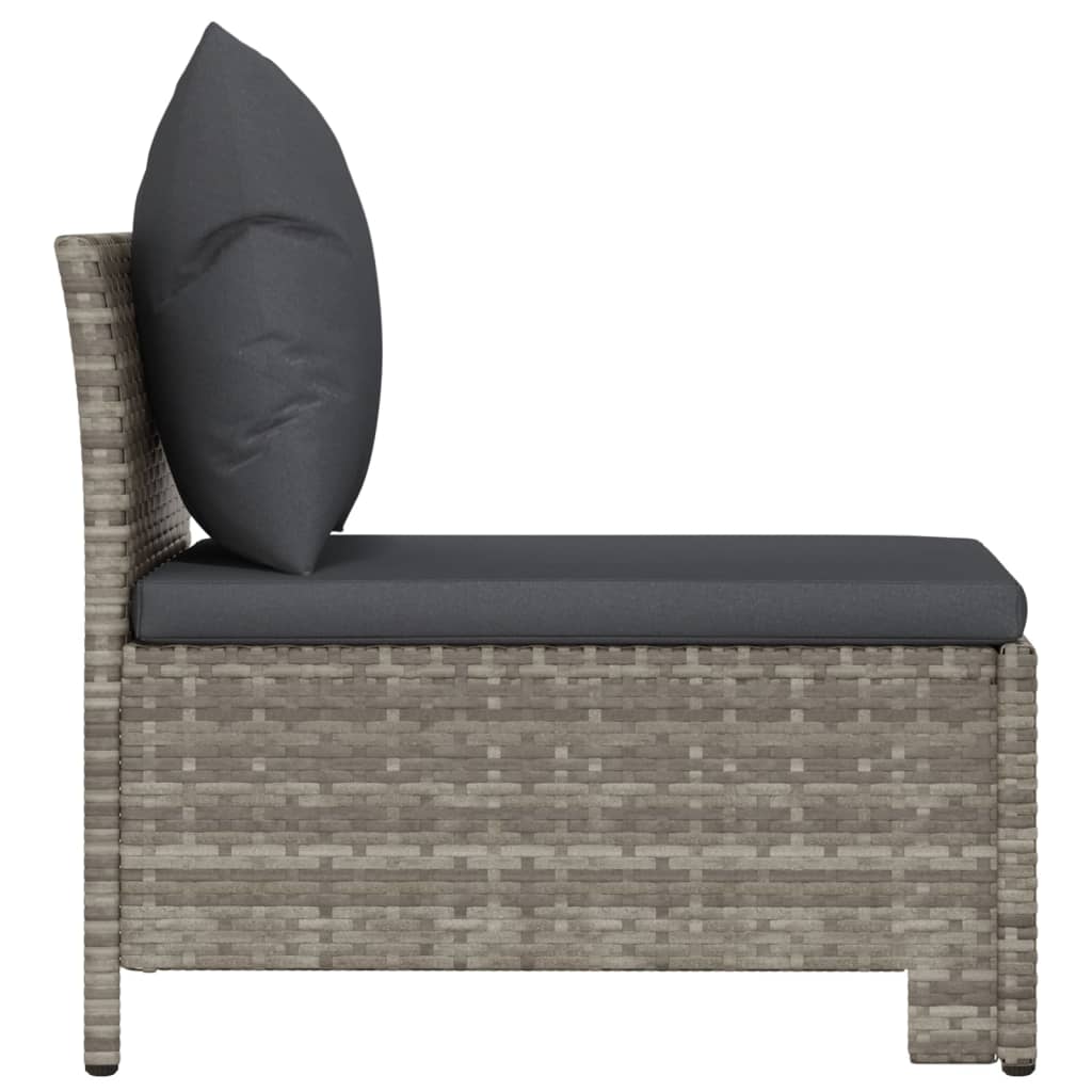 Tuinbank midden met kussen grijs poly rattan is nu te koop bij PeponiXL, paradijselijk wonen!
