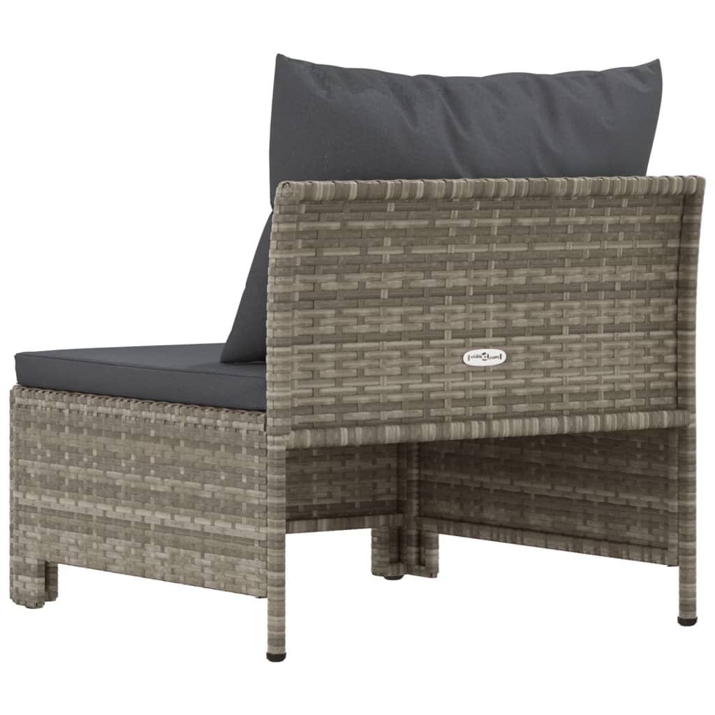 Tuinbank midden met kussen grijs poly rattan is nu te koop bij PeponiXL, paradijselijk wonen!