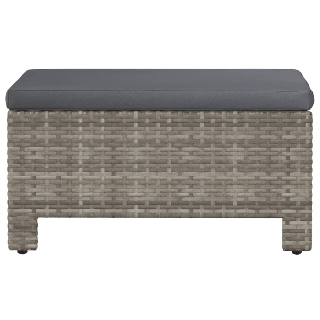 Tuinvoetenbank met kussen grijs poly rattan is nu te koop bij PeponiXL, paradijselijk wonen!