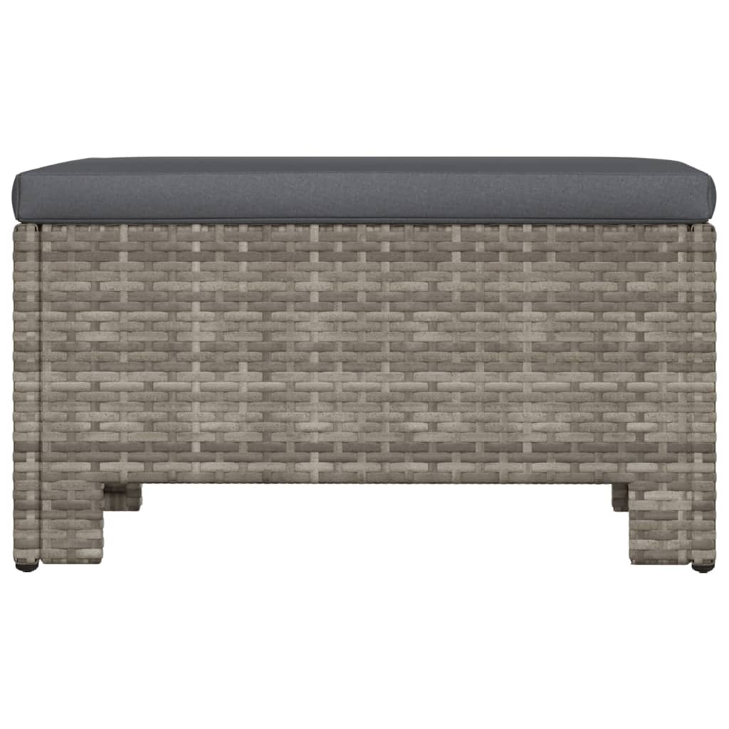 Tuinvoetenbank met kussen grijs poly rattan is nu te koop bij PeponiXL, paradijselijk wonen!