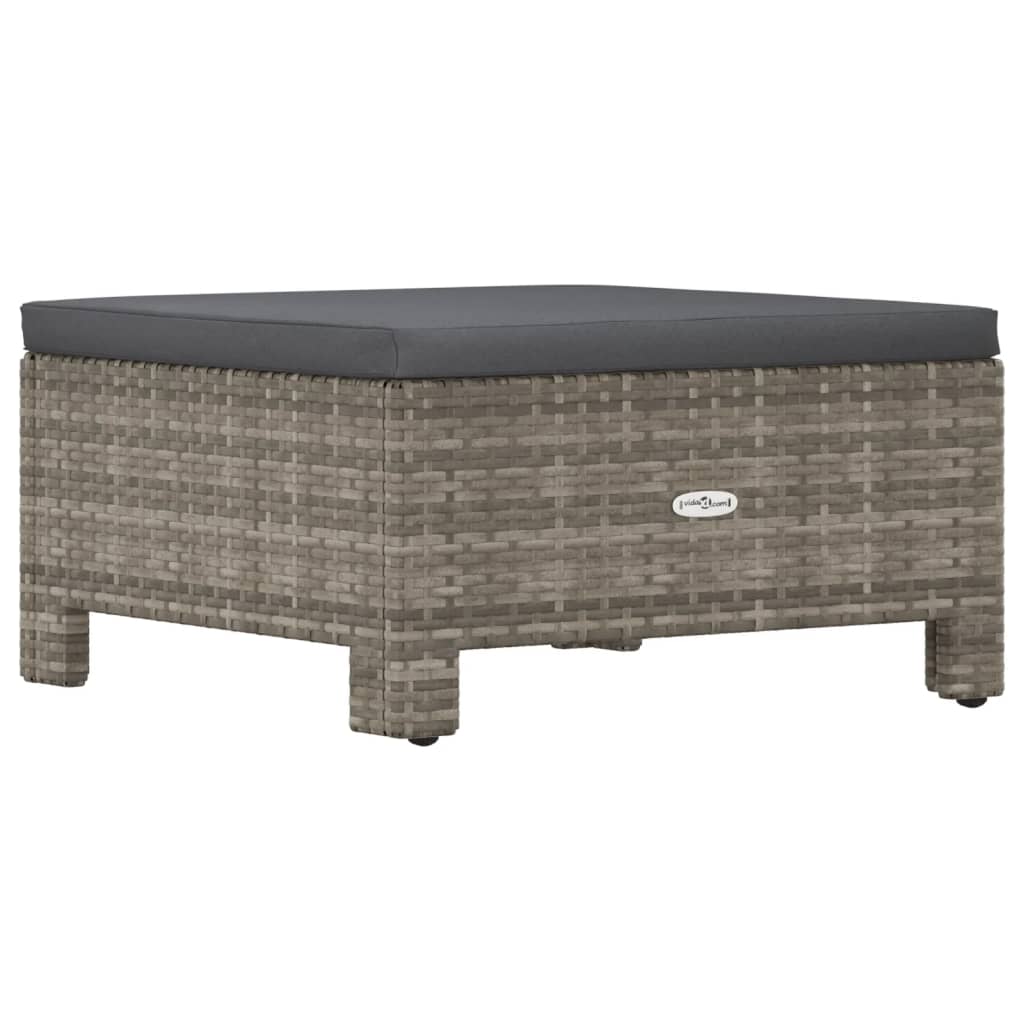 Tuinvoetenbank met kussen grijs poly rattan is nu te koop bij PeponiXL, paradijselijk wonen!