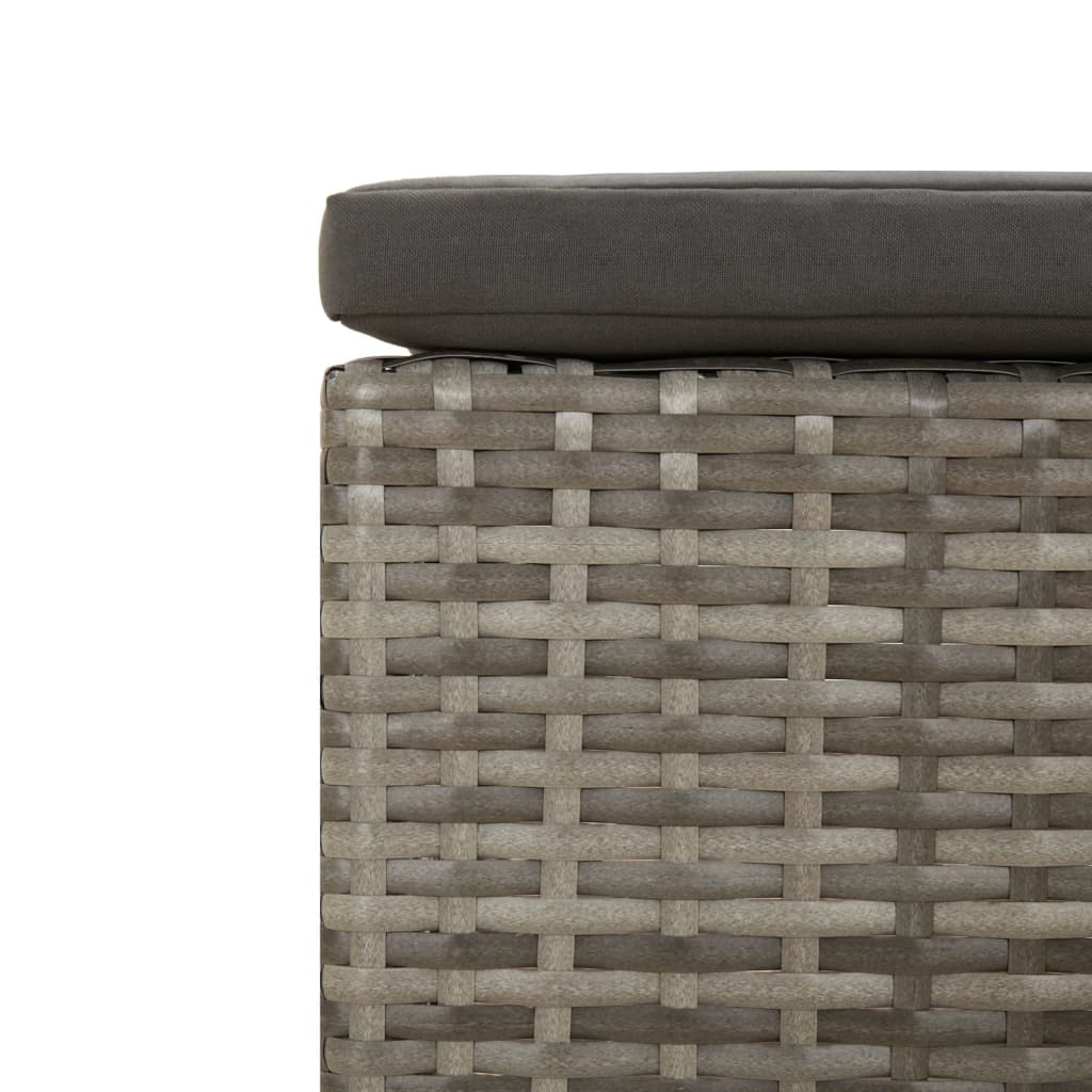 Tuinvoetenbank met kussen grijs poly rattan is nu te koop bij PeponiXL, paradijselijk wonen!