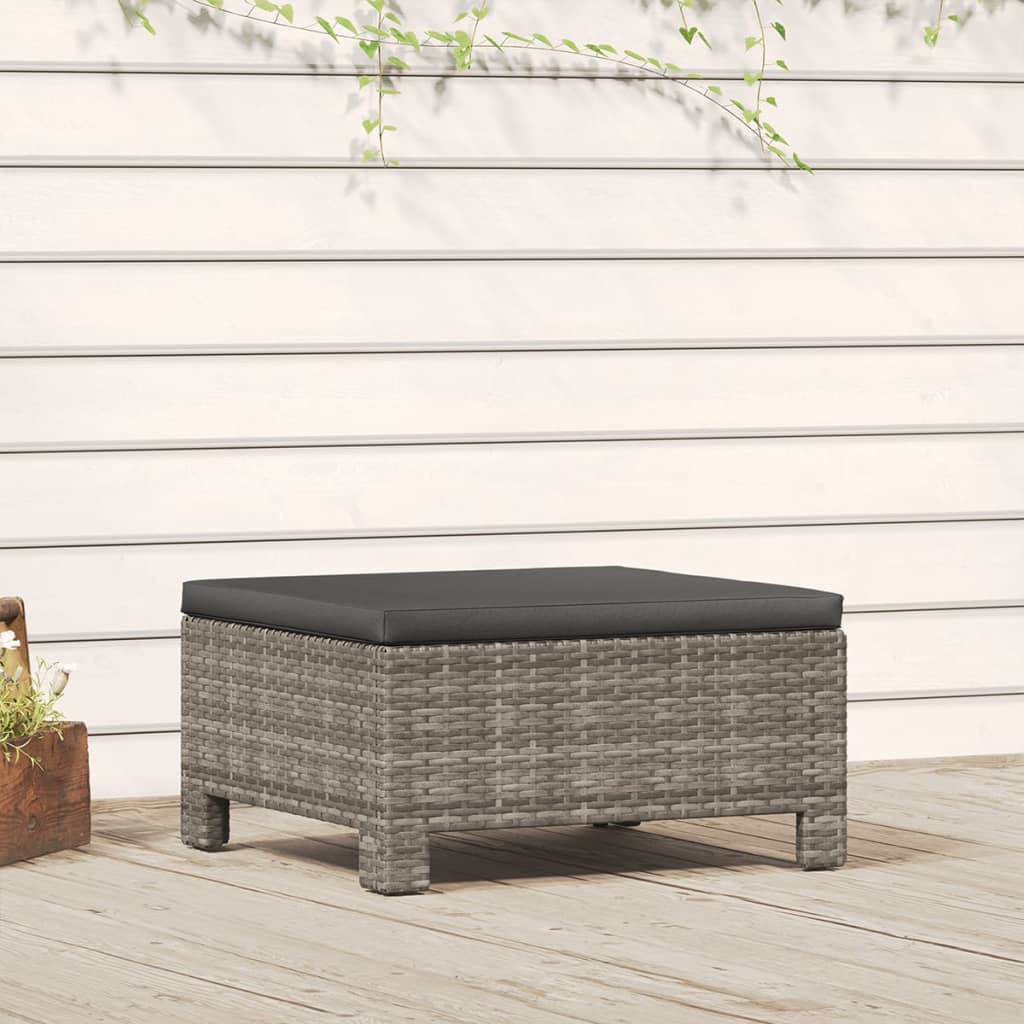 Tuinvoetenbank met kussen grijs poly rattan is nu te koop bij PeponiXL, paradijselijk wonen!