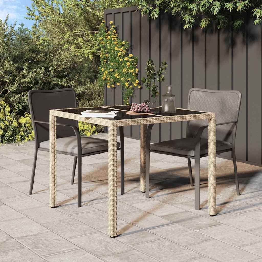 Tuinstafel Beige 90 x 90 x 75 cm poly rattan is nu te koop bij PeponiXL, paradijselijk wonen!