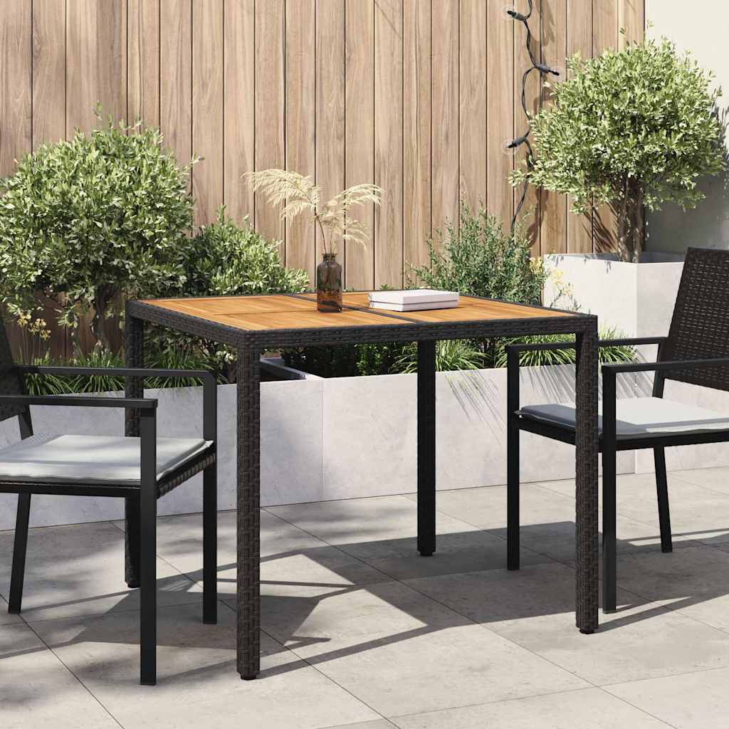 Tuinstafel Zwart 90 x 90 x 75 cm poly rattan is nu te koop bij PeponiXL, paradijselijk wonen!