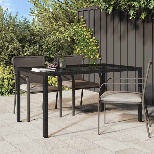 Tuinstafel Zwart 150 x 90 x 75 cm poly rattan is nu te koop bij PeponiXL, paradijselijk wonen!