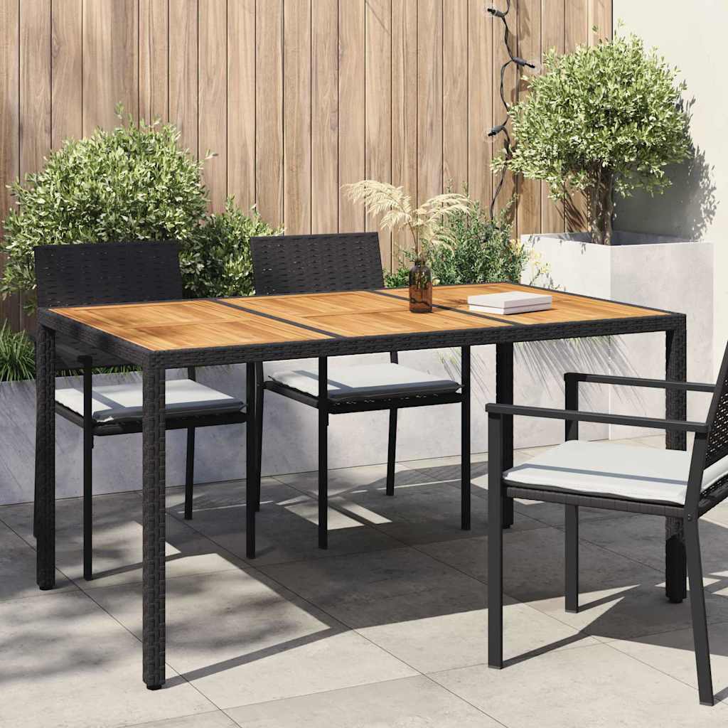 Tuinstafel Zwart 150 x 90 x 75 cm poly rattan is nu te koop bij PeponiXL, paradijselijk wonen!