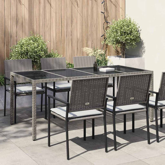 Tuinstafel Grijs 190 x 90 x 75 cm poly rattan is nu te koop bij PeponiXL, paradijselijk wonen!