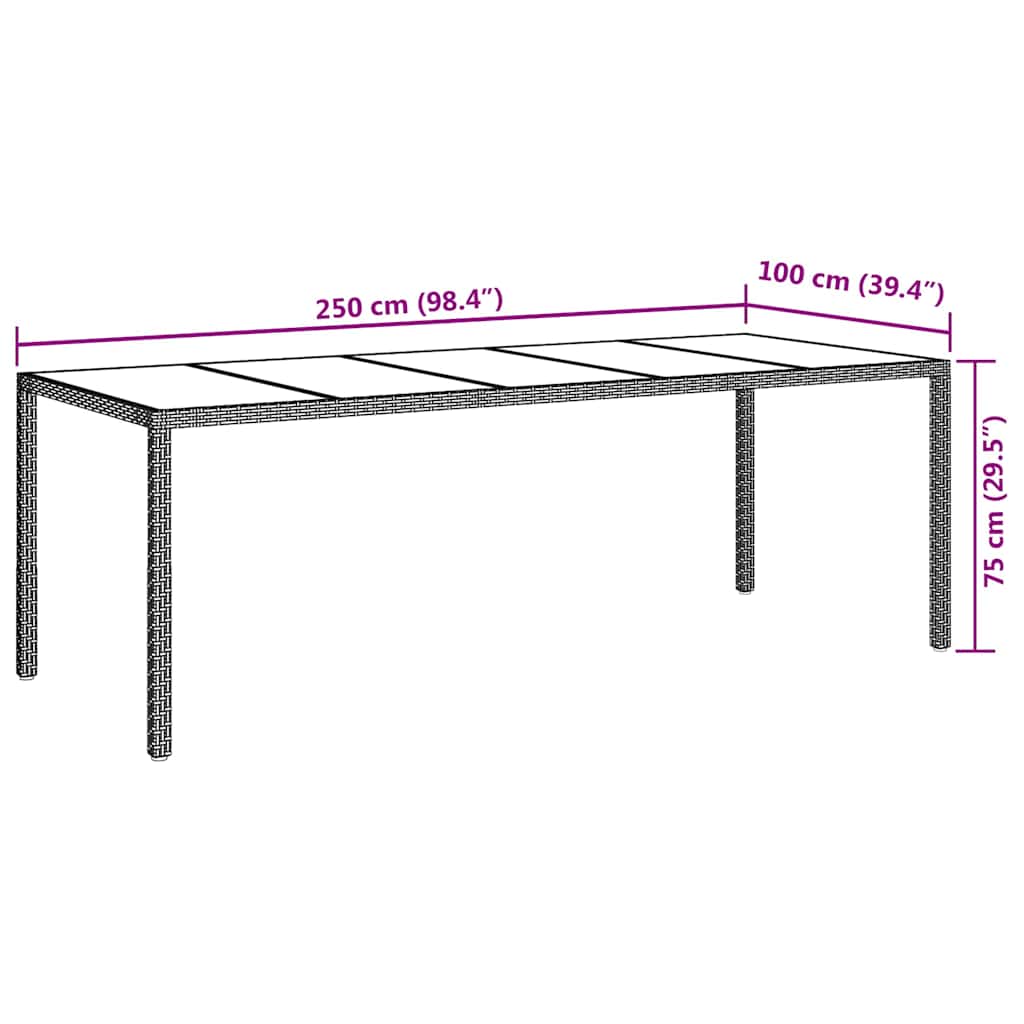 Tuinstafel Pure Zwart 250 x 100 x 75 cm poly rattan is nu te koop bij PeponiXL, paradijselijk wonen!