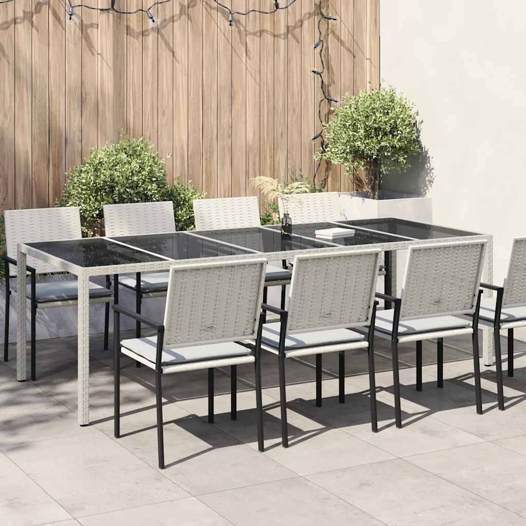 Tuintafel 250x100x75 cm poly rattan en gehard glas wit is nu te koop bij PeponiXL, paradijselijk wonen!