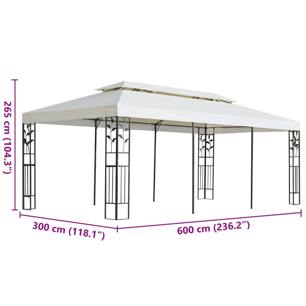 Prieel met dubbel dak 6x3 m wit is nu te koop bij PeponiXL, paradijselijk wonen!