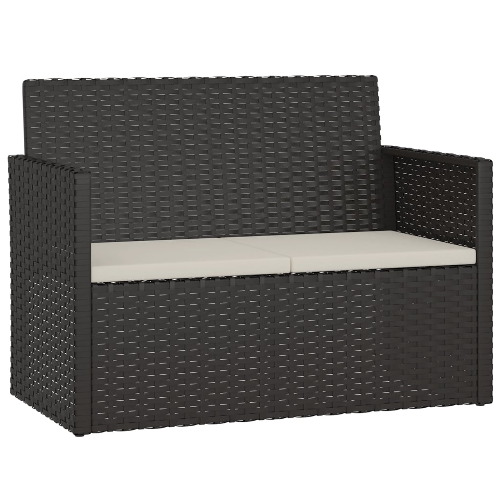 Tuinbank met kussens 105 cm poly rattan zwart is nu te koop bij PeponiXL, paradijselijk wonen!
