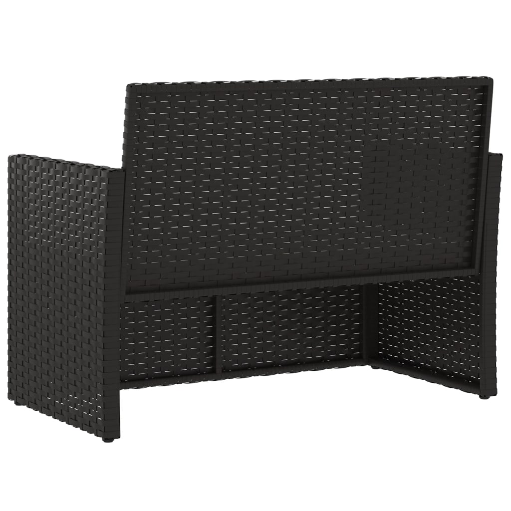 Tuinbank met kussens 105 cm poly rattan zwart is nu te koop bij PeponiXL, paradijselijk wonen!