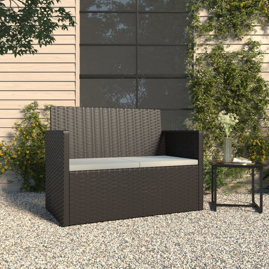 Tuinbank met kussens 105 cm poly rattan zwart is nu te koop bij PeponiXL, paradijselijk wonen!