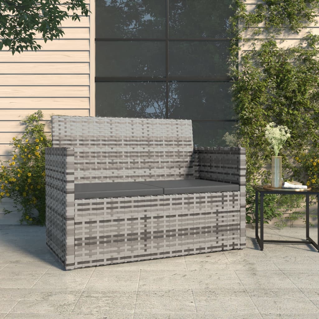 Tuinbank met kussens 105 cm poly rattan grijs is nu te koop bij PeponiXL, paradijselijk wonen!