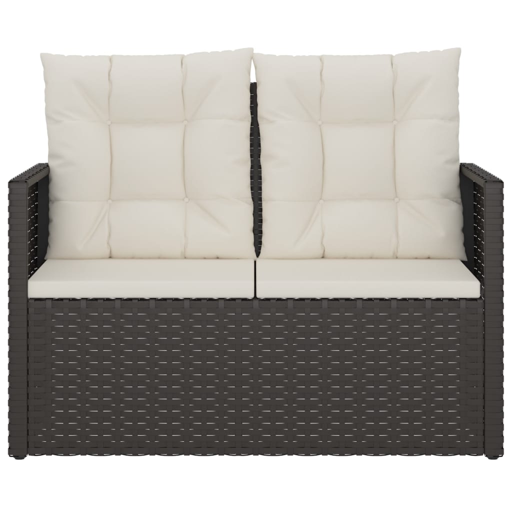 Tuinbank met kussens 105 cm poly rattan zwart is nu te koop bij PeponiXL, paradijselijk wonen!