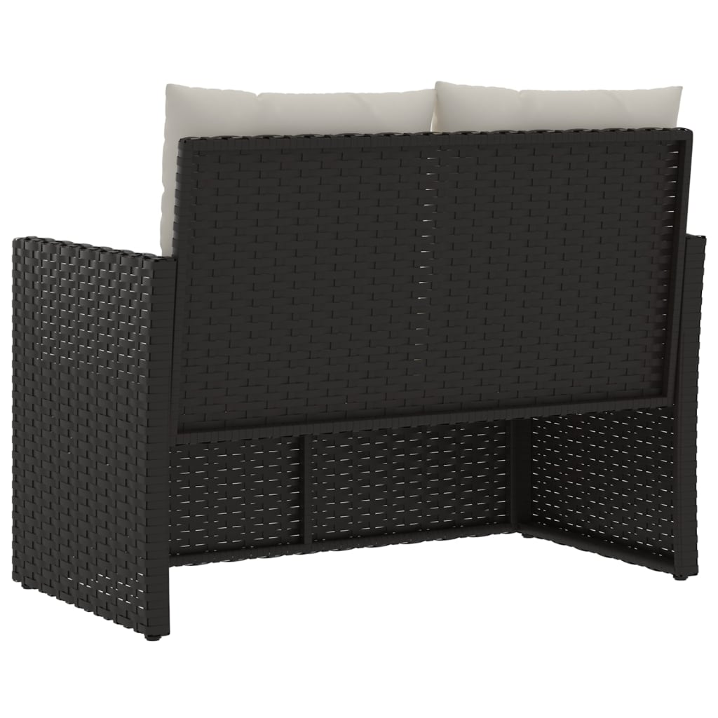 Tuinbank met kussens 105 cm poly rattan zwart is nu te koop bij PeponiXL, paradijselijk wonen!