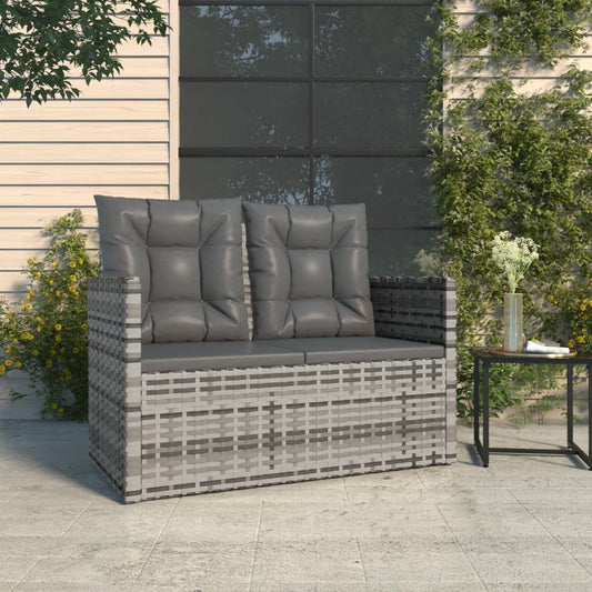 Tuinbank met kussens 105 cm poly rattan grijs is nu te koop bij PeponiXL, paradijselijk wonen!