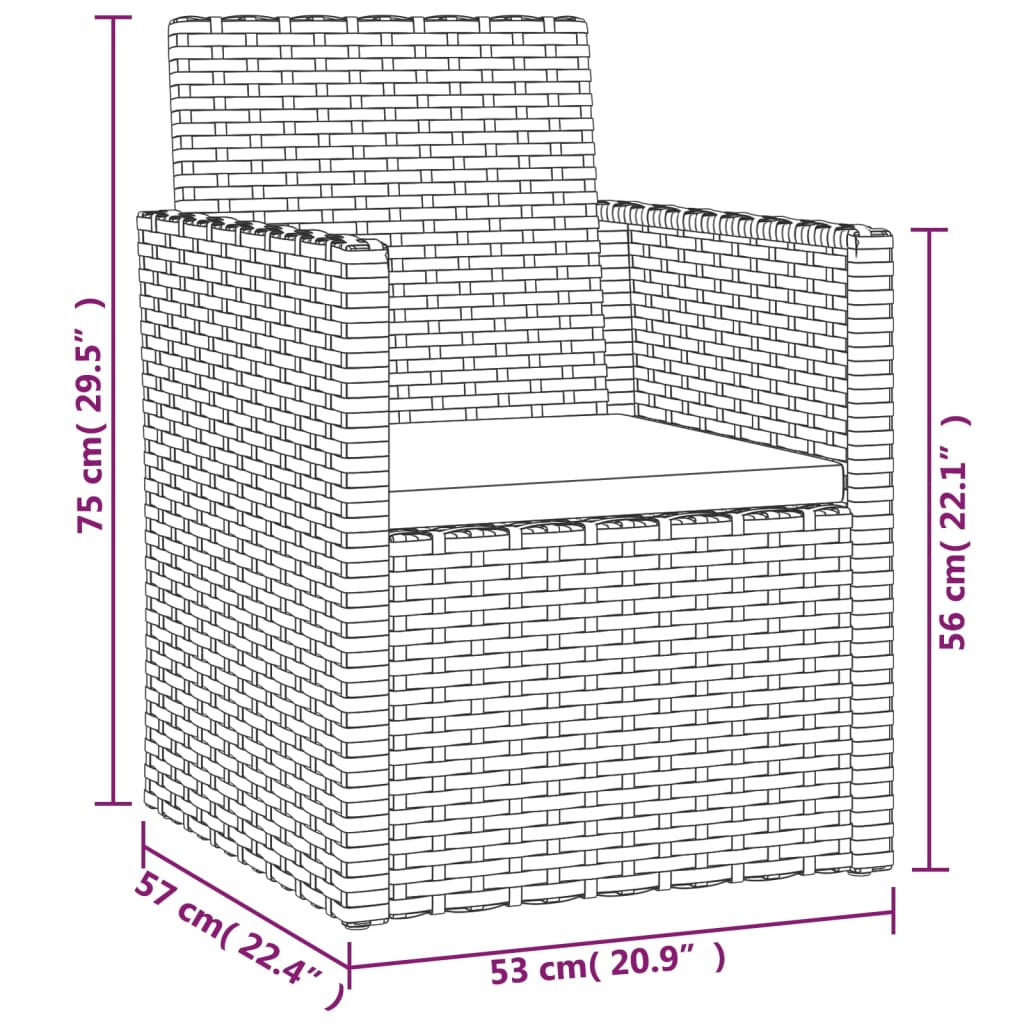 Tuinstoel met kussen poly rattan zwart is nu te koop bij PeponiXL, paradijselijk wonen!