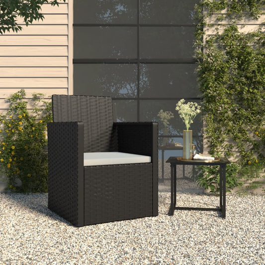 Tuinstoel met kussen poly rattan zwart is nu te koop bij PeponiXL, paradijselijk wonen!