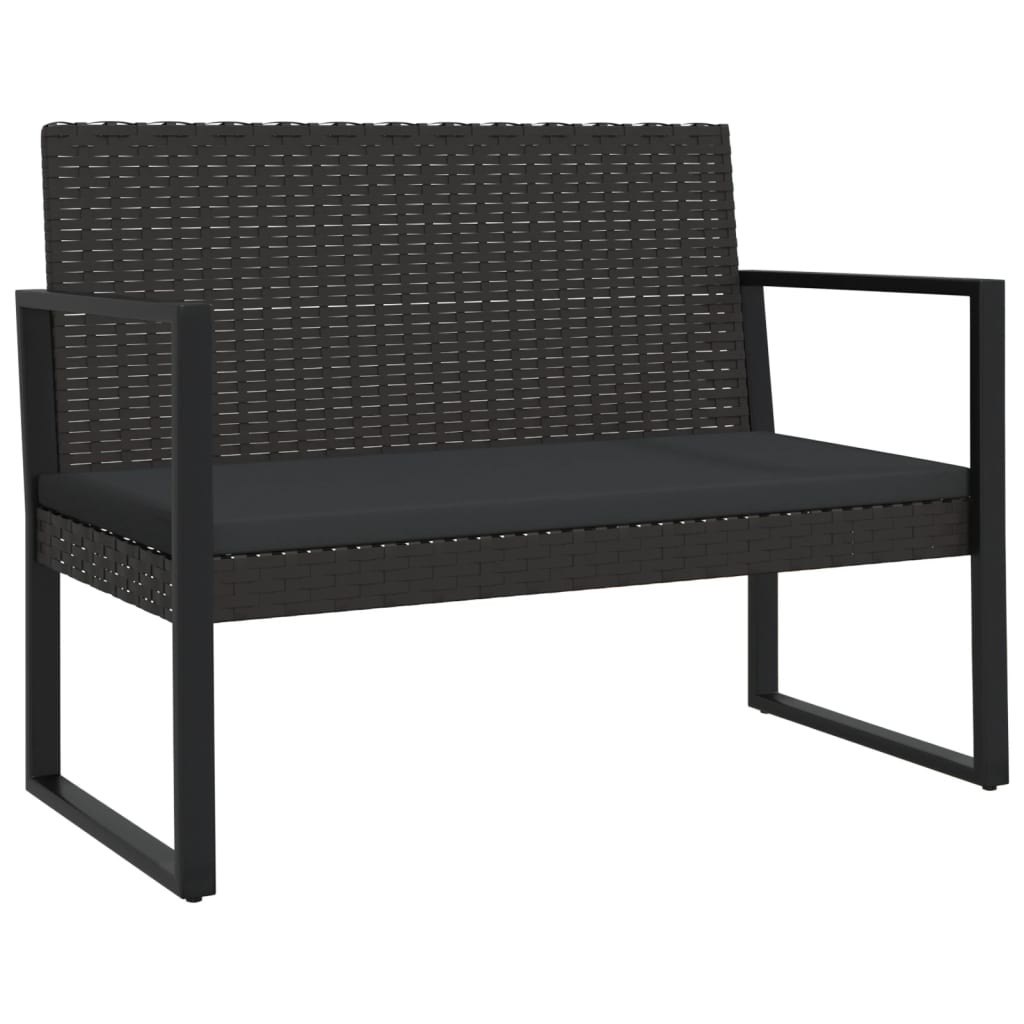 Tuinbank met kussens 106 cm poly rattan zwart is nu te koop bij PeponiXL, paradijselijk wonen!