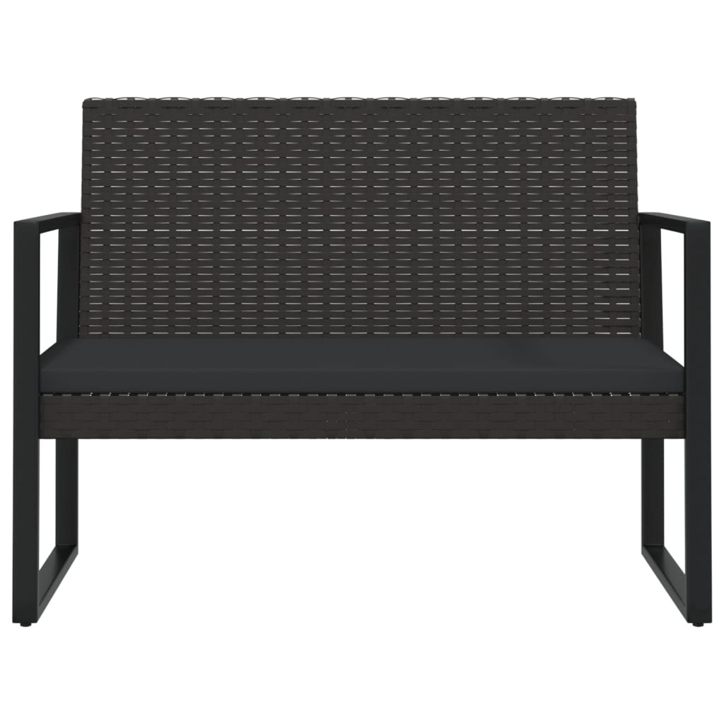 Tuinbank met kussens 106 cm poly rattan zwart is nu te koop bij PeponiXL, paradijselijk wonen!