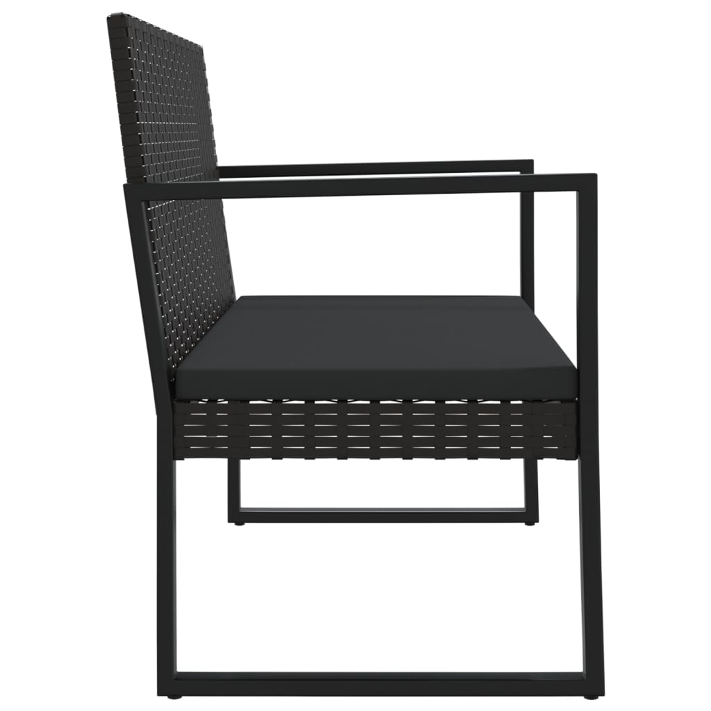 Tuinbank met kussens 106 cm poly rattan zwart is nu te koop bij PeponiXL, paradijselijk wonen!