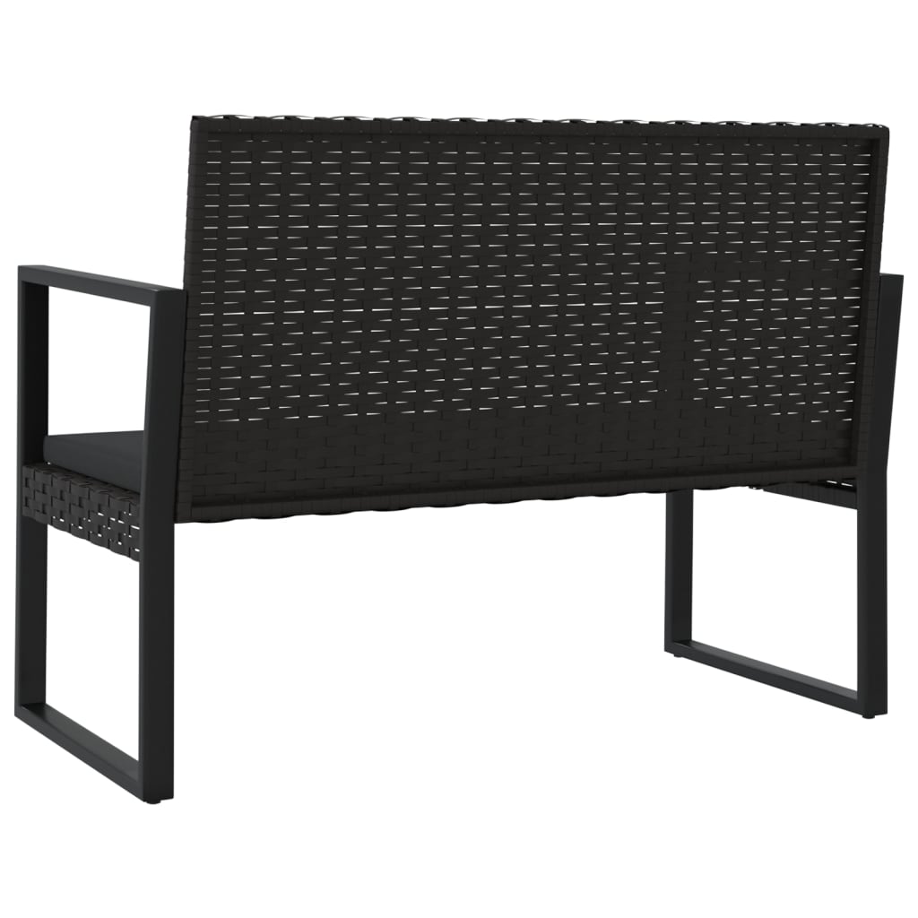 Tuinbank met kussens 106 cm poly rattan zwart is nu te koop bij PeponiXL, paradijselijk wonen!