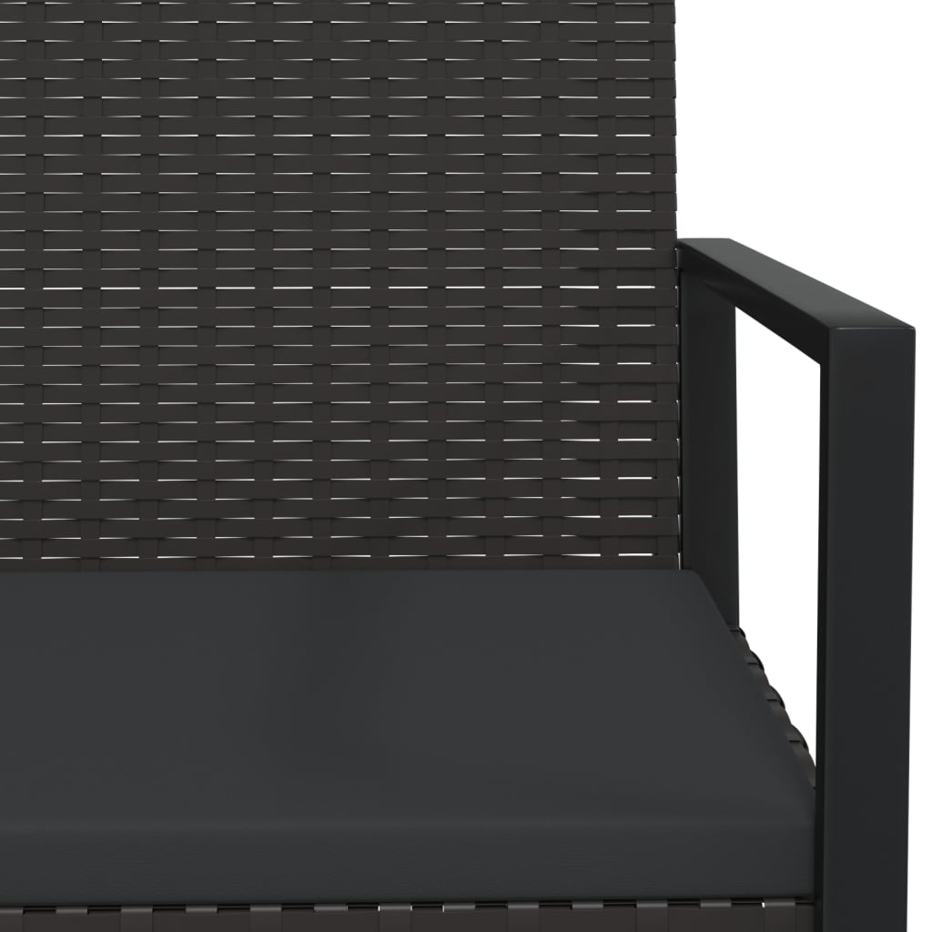 Tuinbank met kussens 106 cm poly rattan zwart is nu te koop bij PeponiXL, paradijselijk wonen!
