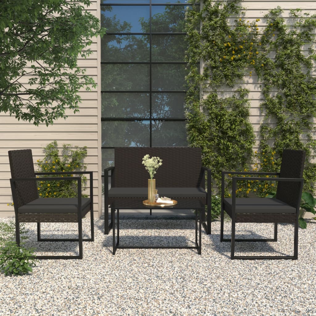 Tuinbank met kussens 106 cm poly rattan zwart is nu te koop bij PeponiXL, paradijselijk wonen!