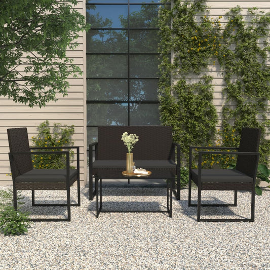 Tuinbank met kussens 106 cm poly rattan zwart is nu te koop bij PeponiXL, paradijselijk wonen!