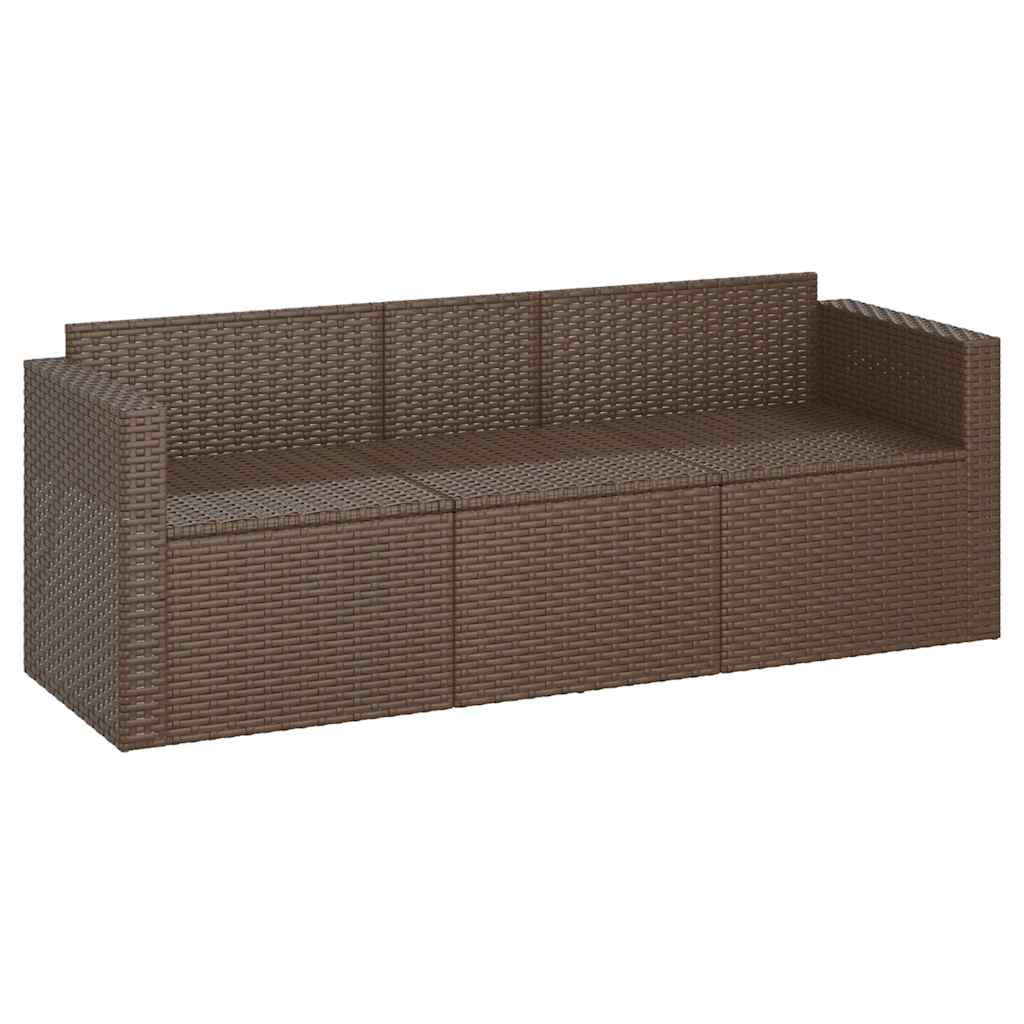 Tuinbank 3-zits met kussens poly rattan bruin is nu te koop bij PeponiXL, paradijselijk wonen!