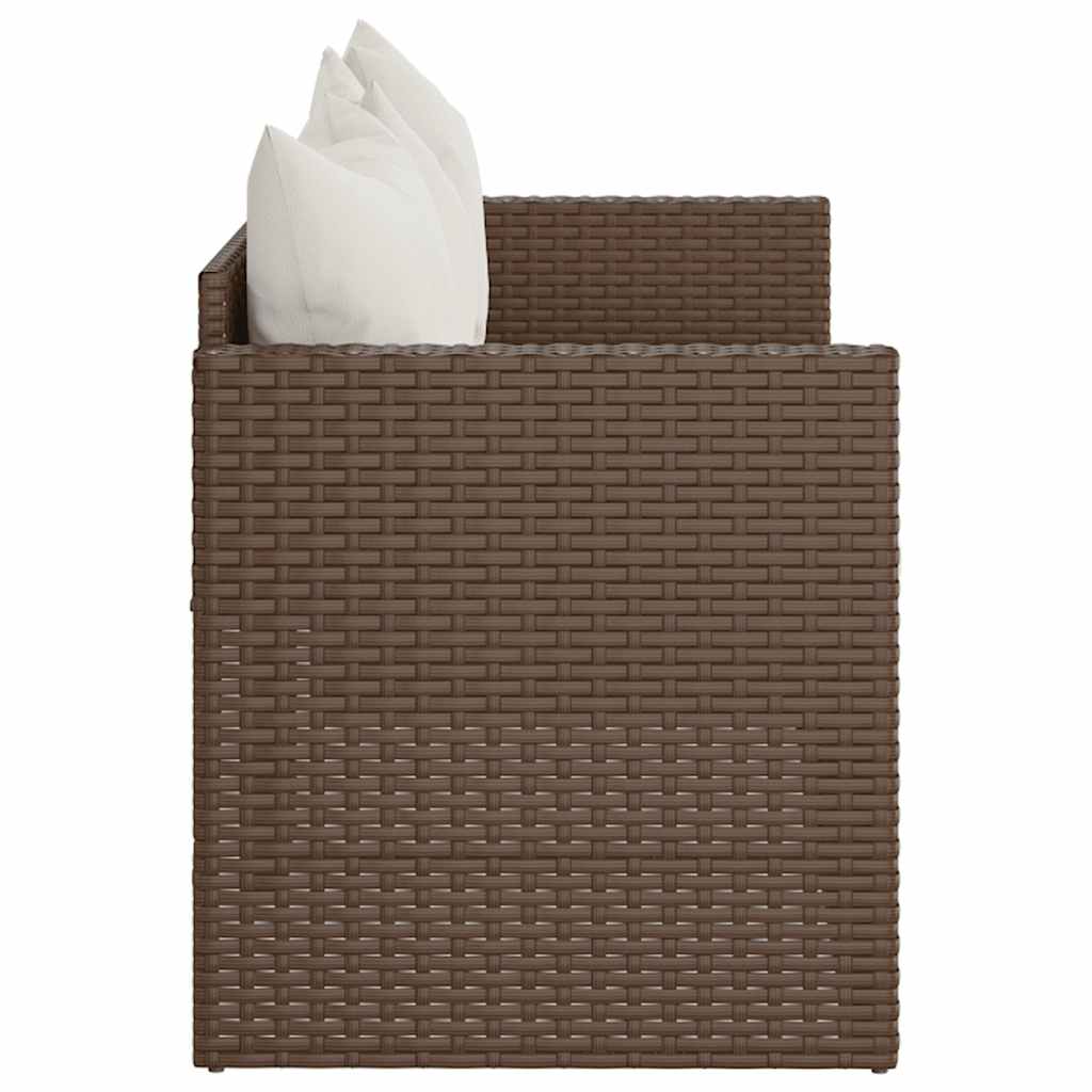 Tuinbank 3-zits met kussens poly rattan bruin is nu te koop bij PeponiXL, paradijselijk wonen!