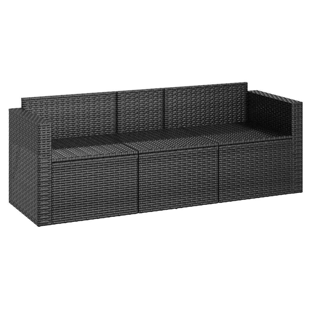 Tuinbank 3-zits met kussens poly rattan zwart is nu te koop bij PeponiXL, paradijselijk wonen!