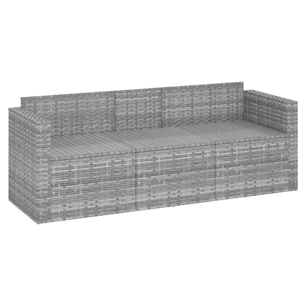 Tuinbank 3-zits met kussens poly rattan grijs is nu te koop bij PeponiXL, paradijselijk wonen!