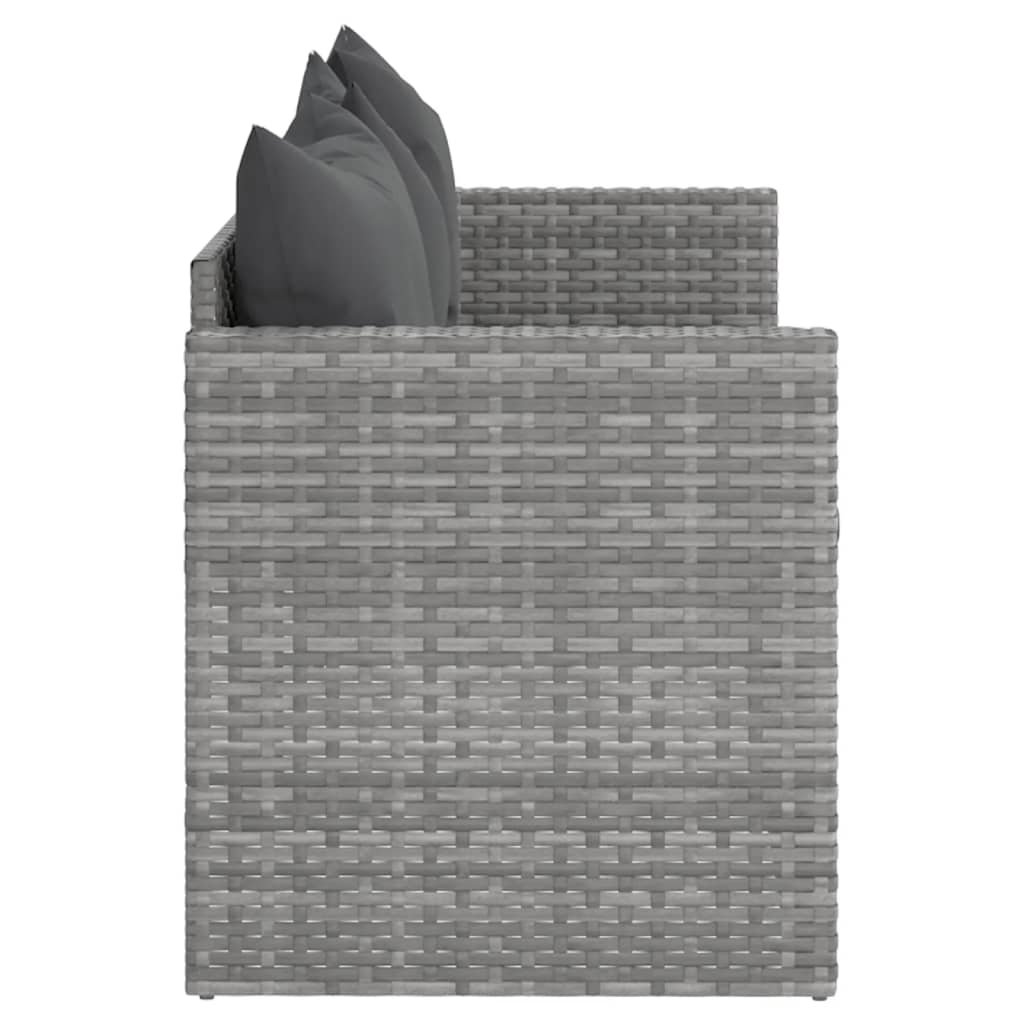 Tuinbank 3-zits met kussens poly rattan grijs is nu te koop bij PeponiXL, paradijselijk wonen!