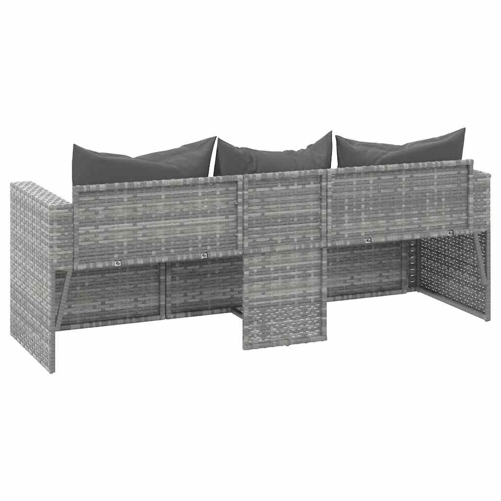 Tuinbank 3-zits met kussens poly rattan grijs is nu te koop bij PeponiXL, paradijselijk wonen!