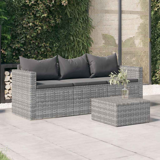 Tuinbank 3-zits met kussens poly rattan grijs is nu te koop bij PeponiXL, paradijselijk wonen!