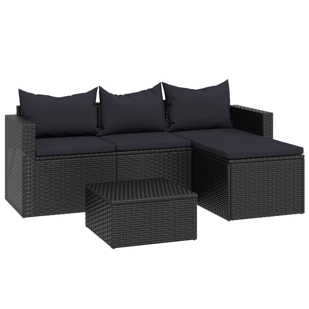 Loungeset poly rattan zwart is nu te koop bij PeponiXL, paradijselijk wonen!
