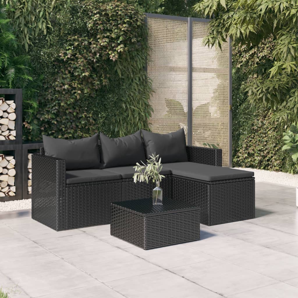 Loungeset poly rattan zwart is nu te koop bij PeponiXL, paradijselijk wonen!