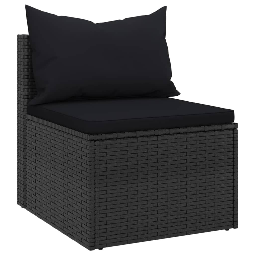 Tuinmiddenbanken met kussens 2 st poly rattan zwart is nu te koop bij PeponiXL, paradijselijk wonen!