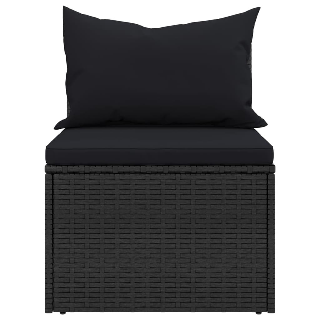 Tuinmiddenbanken met kussens 2 st poly rattan zwart is nu te koop bij PeponiXL, paradijselijk wonen!