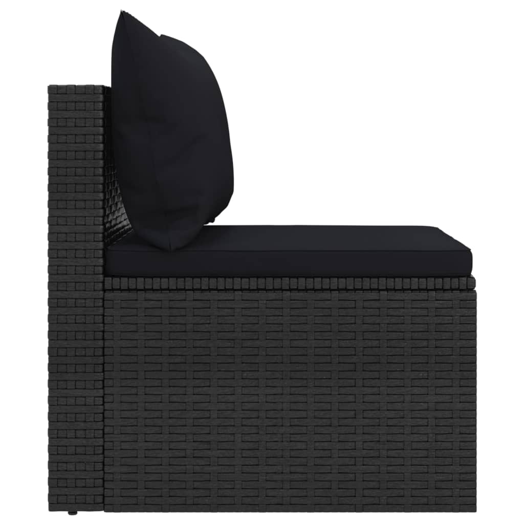 Tuinmiddenbanken met kussens 2 st poly rattan zwart is nu te koop bij PeponiXL, paradijselijk wonen!