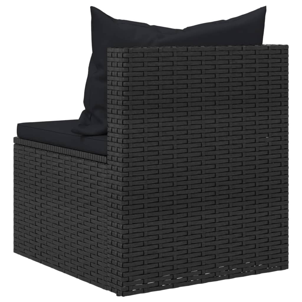 Tuinmiddenbanken met kussens 2 st poly rattan zwart is nu te koop bij PeponiXL, paradijselijk wonen!
