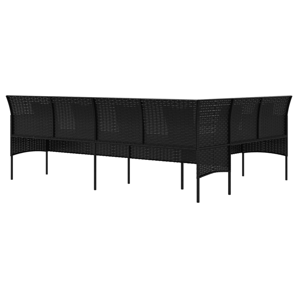 Tuinbank L-vormig met kussens poly rattan zwart is nu te koop bij PeponiXL, paradijselijk wonen!