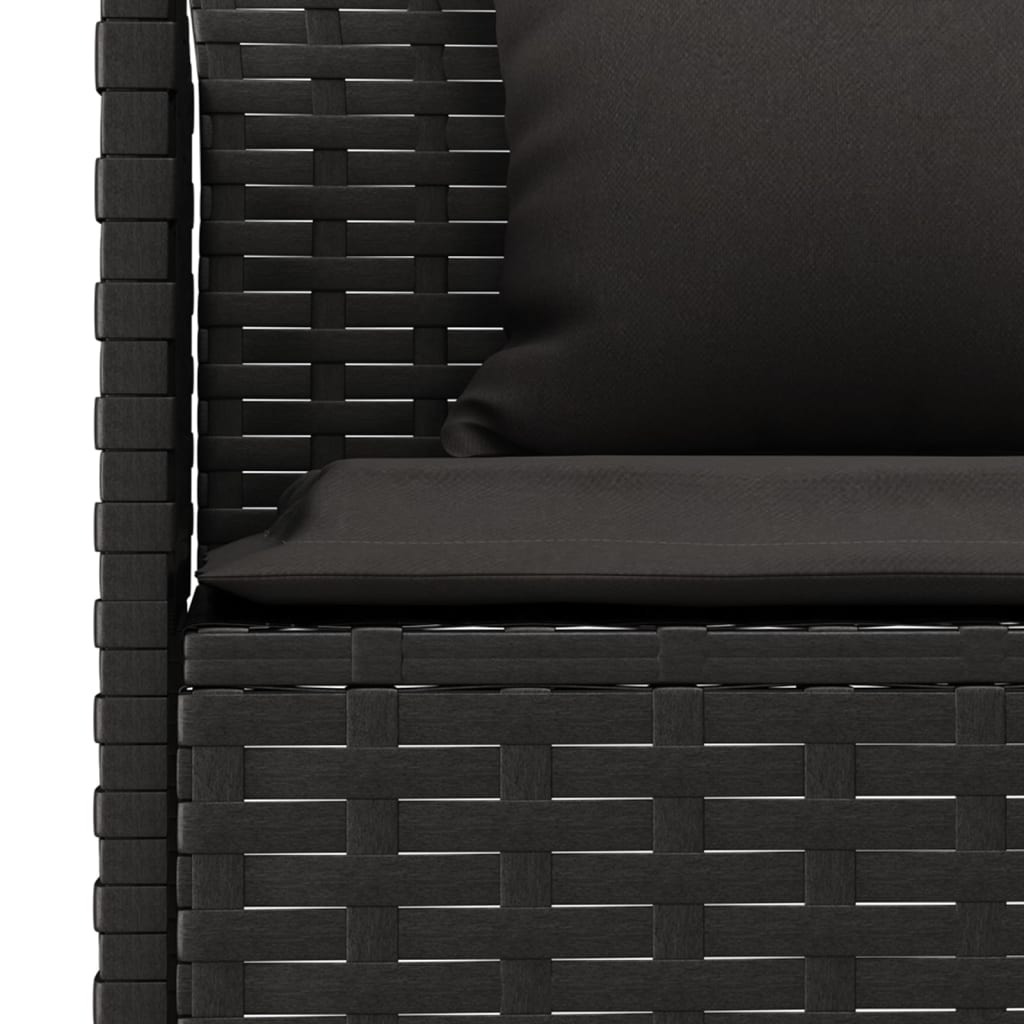 Tuinbank L-vormig met kussens poly rattan zwart is nu te koop bij PeponiXL, paradijselijk wonen!