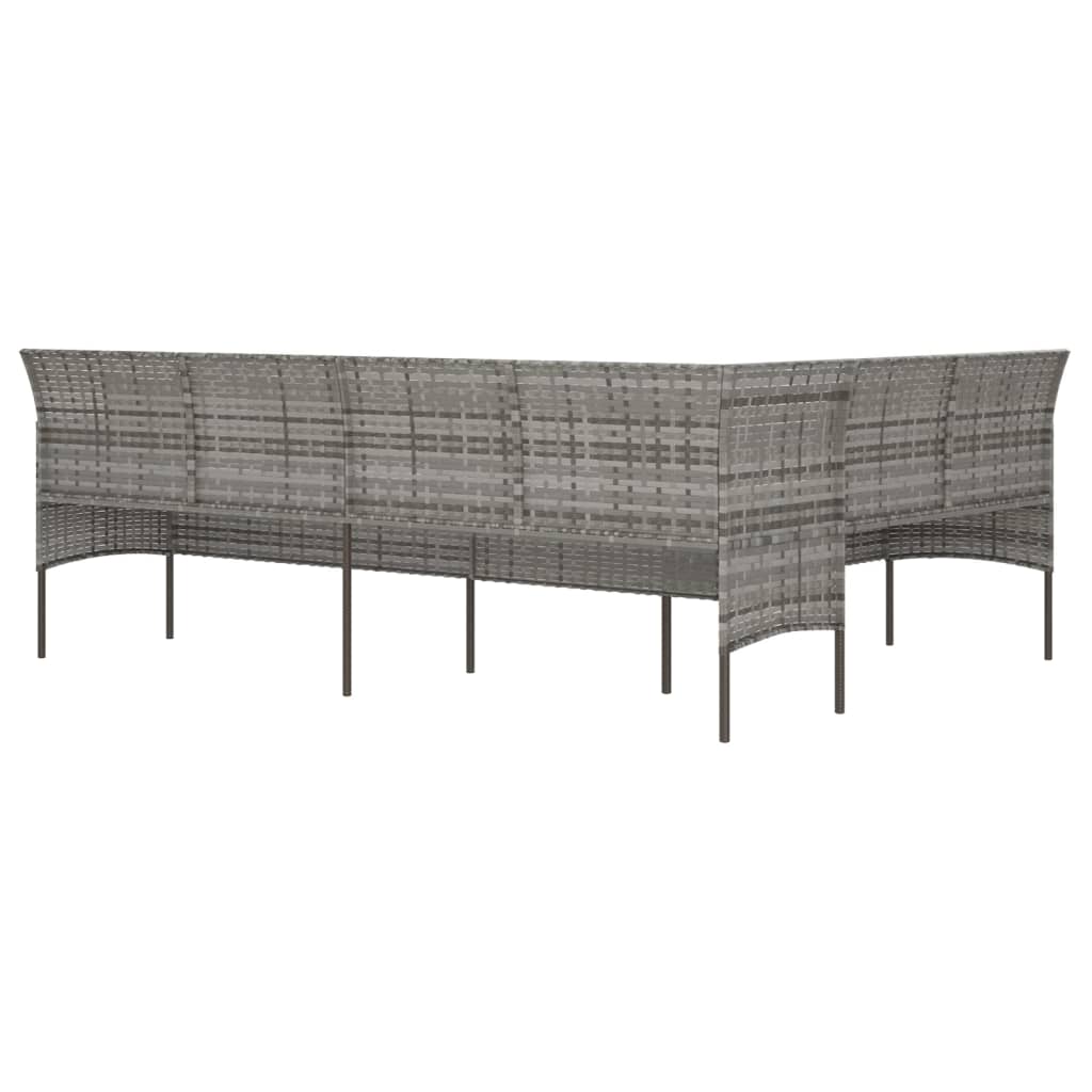 Tuinbank L-vormig met kussens poly rattan grijs is nu te koop bij PeponiXL, paradijselijk wonen!
