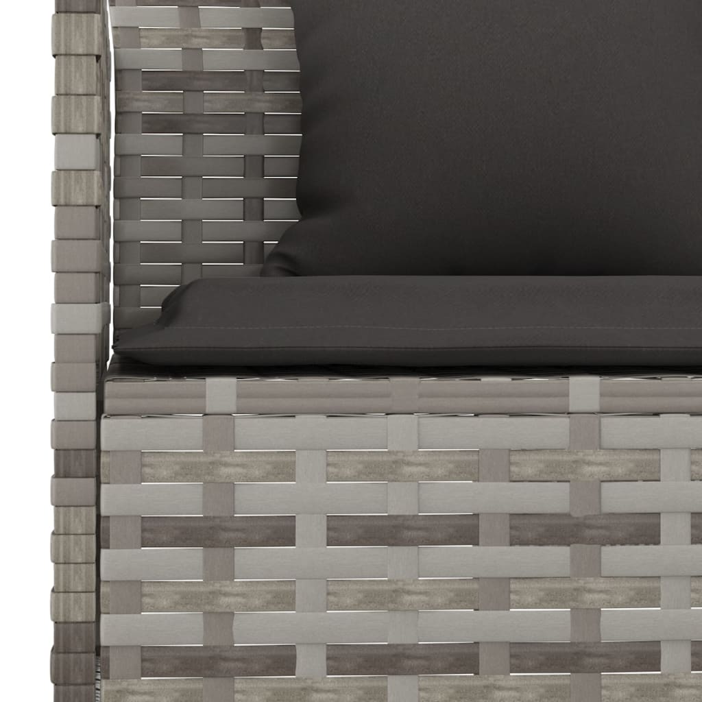 Tuinbank L-vormig met kussens poly rattan grijs is nu te koop bij PeponiXL, paradijselijk wonen!